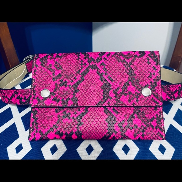 Hot pink snake mini belt bag